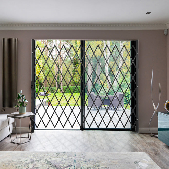 Xpanda Saftidor K Collapsible Security Grille, 2400mm x 2000mm, black