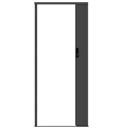 Aluglide black front door Retractable Security Grille collapsed 1